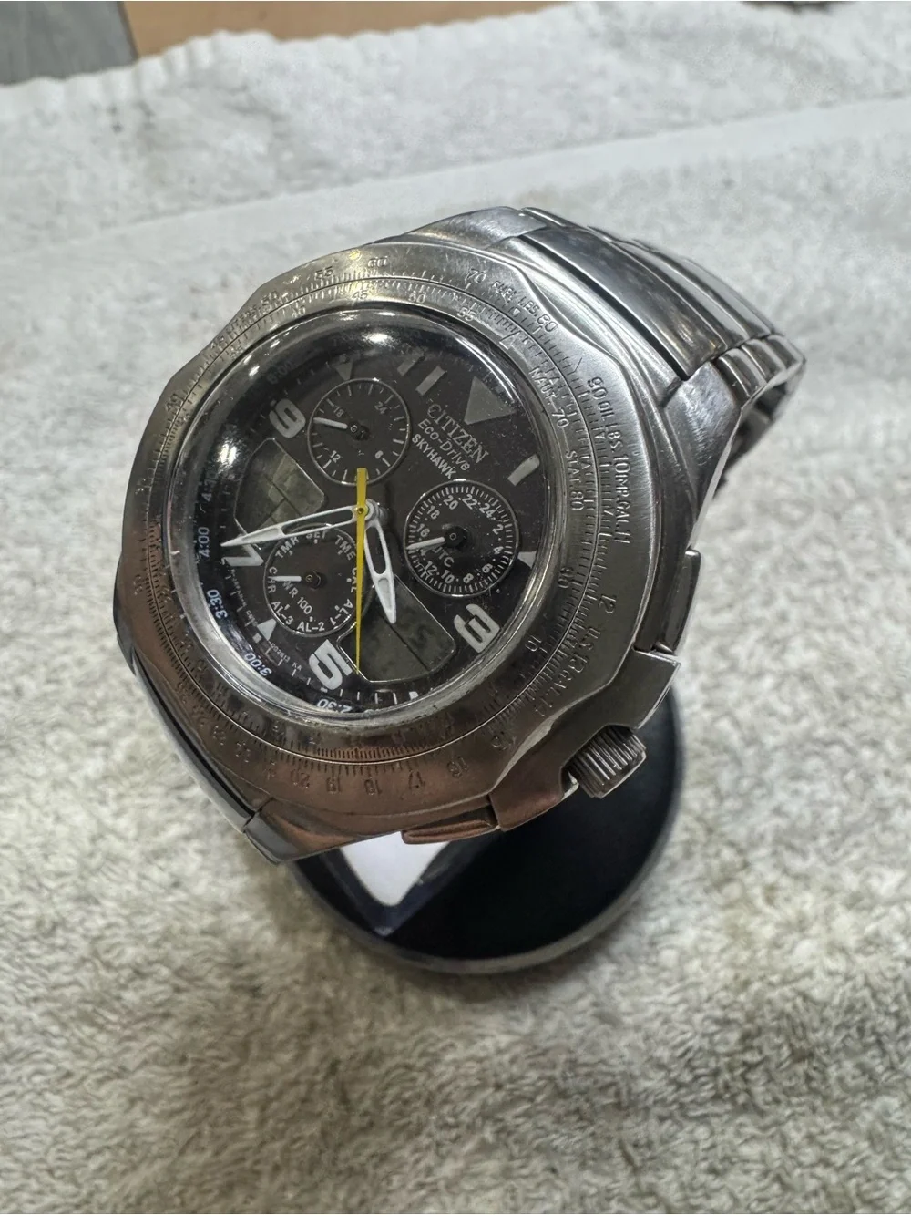 Citizen Eco-Drive Skyhawk Stainless Steel Black Dial Watch